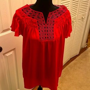 Max Studio red lace top